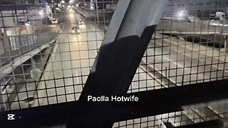 wife paolla hotwife fucks on highway, drivers watch the interracial doggystyle action