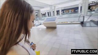 petite teen 18+ explores the mall with a casual vibe