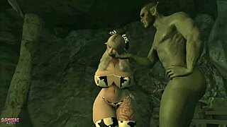 Chubby Elf Bound Tight and Ridden Hard by Monster Orc