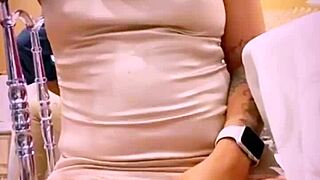 casual wife shows off at friend's wedding