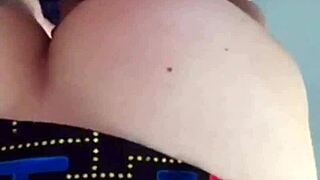 Quick Balcony Fun In Pac-Man Skirt!