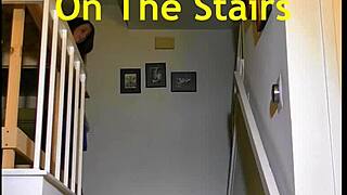 Luna lains strips on stairs, revealing pussy.