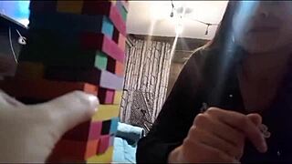 Friend's Thong Seen on Stairs, Then Filled with Cum in Her Room!