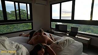 Pussy eating brings intense orgasm for women in wild session. Asian friend with small tits gets dripping wet from ripped clothes.