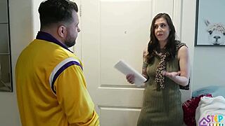 Annoying Brunette Neighbor Rides Cowgirl Hard While Hubby’s Away