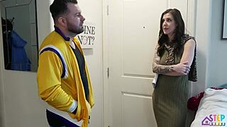 Annoying Brunette Neighbor Rides Cowgirl Hard While Hubby’s Away