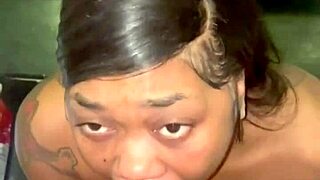 Tattooed girl sucks monster cock with sloppy ball licking