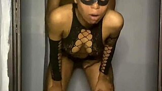 Ebony petite babe screams as her small tits bounce on big cock