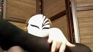 Solo Girl in Pantyhose Shows Big Tits and Natural Assets