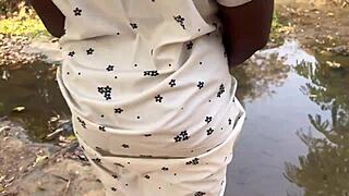 Ebony Group Fucks Hard From River To Mountain Top