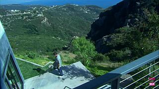 Beautiful Brunette with Small 18+ Tits Rides Man on Boat, Gives Blowjob, Receives Cumshot Outdoors