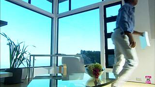 Beautiful Brunette with Small 18+ Tits Rides Man on Boat, Gives Blowjob, Receives Cumshot Outdoors