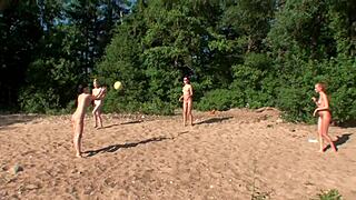Four girls camp out and play with each other wildly