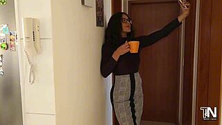 Beautiful curvy Latina couple enjoys bent over doggystyle and intense orgasms