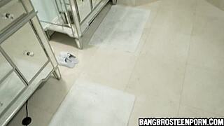 Caught spying on stepsis fingering herself in bathtub!