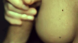 Milf's Natural Tits Get Handjob and Cum Close-Up