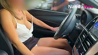 Hey, my naughty wife, wanna flash your tits and panties to the gas station guy?