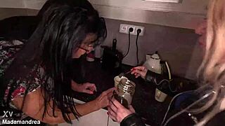 Detailed sex meeting with girlfriend in the home kitchen