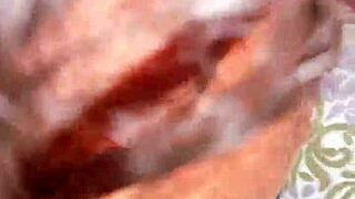 I, the hot blonde tranny, am doing a sexy solo handjob in lingerie