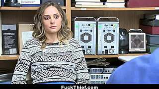 Blonde Teen 18+ Shoplifter Caught and Dealt by Security Guard