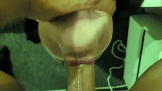 Big Dildo in Her Pussy Makes Her Orgasm While She Masturbates Close-Up