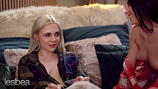 lilly bella and british blonde have romantic lesbian scissoring orgasms