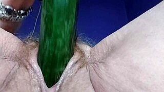 Hey granny, how does that cucumber feel in your hairy holes today?
