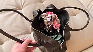 Stepsister jerks cock with panties, cum on tits!