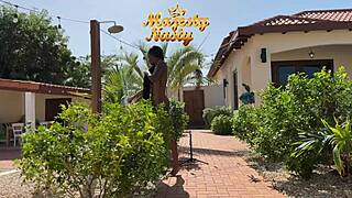 Oiled Up In Public Outdoor Setting