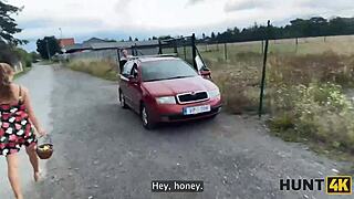 Hunt4k Red Riding Hood Sucks and Rides Big Cocks in Czech Outdoors