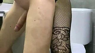 Fucked husband in toilet and licked his ass