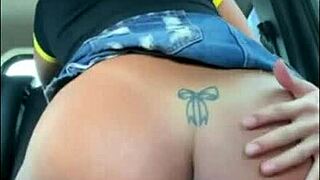 Brunette Milf Boldly Sits on Old Gay Man's Dick During Car Trip Humiliation