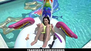 Tiny Petite Riley Jean Craves Real Big Dick Over Dildo by the Pool