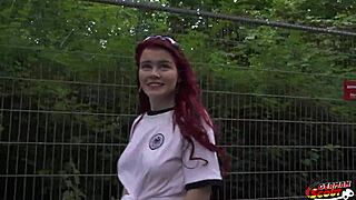 I, the German scout, picked up redhead football fan Mia May for rough public anal at the viewing