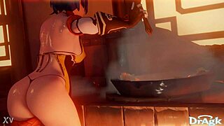 xiangling's big ass gets first anal penetration on kitchen floor