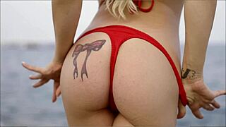 horny blonde, are you fucking the lifeguard behind rocks?