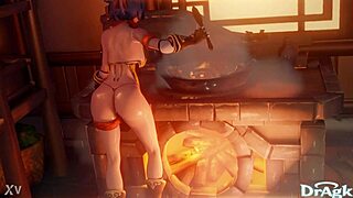 xiangling's big ass gets first anal penetration on kitchen floor