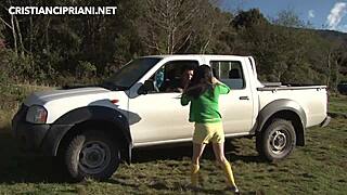 In The Forest, Does The Guide Fuck His Latina Girlfriend Doggy Style Bent Over?