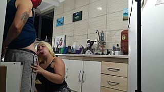 Fucking with a hot stepmother in the kitchen is awesome