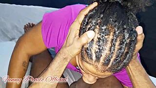 Brazilian amateur deepthroats monster cock in interracial oral