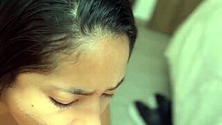 latina amateur feels neighbor's huge cock for first time, cumshot on tits.