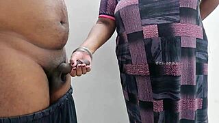 Indian Bhabhi's Passionate Handjob Massage on Cock