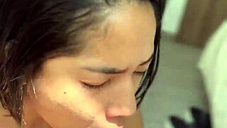 latina amateur feels neighbor's huge cock for first time, cumshot on tits.