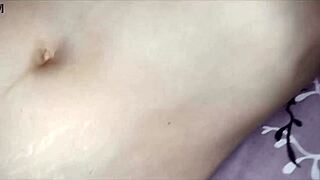 Stretched his wifes ass with his fingers and entered the anal with a big dick