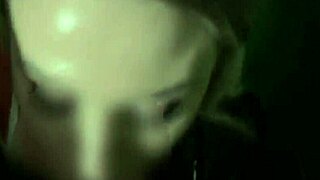 She gives risky public blowjob and swallows it all.