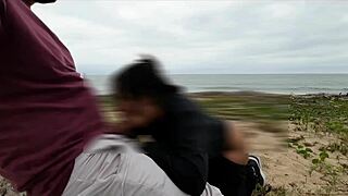 ebony slut rides big cock for cum on ass