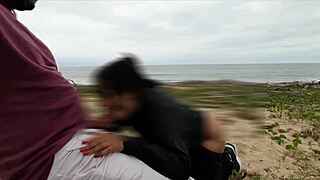 ebony slut rides big cock for cum on ass