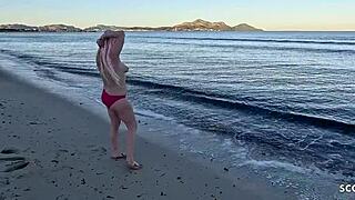 I felt so nervous but got seduced for anal and DP at beach