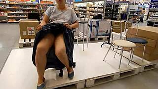 Hairy Upskirt Exhibition in Public Shop