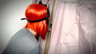 Ginger girl discovers gloryhole and gives blowjob